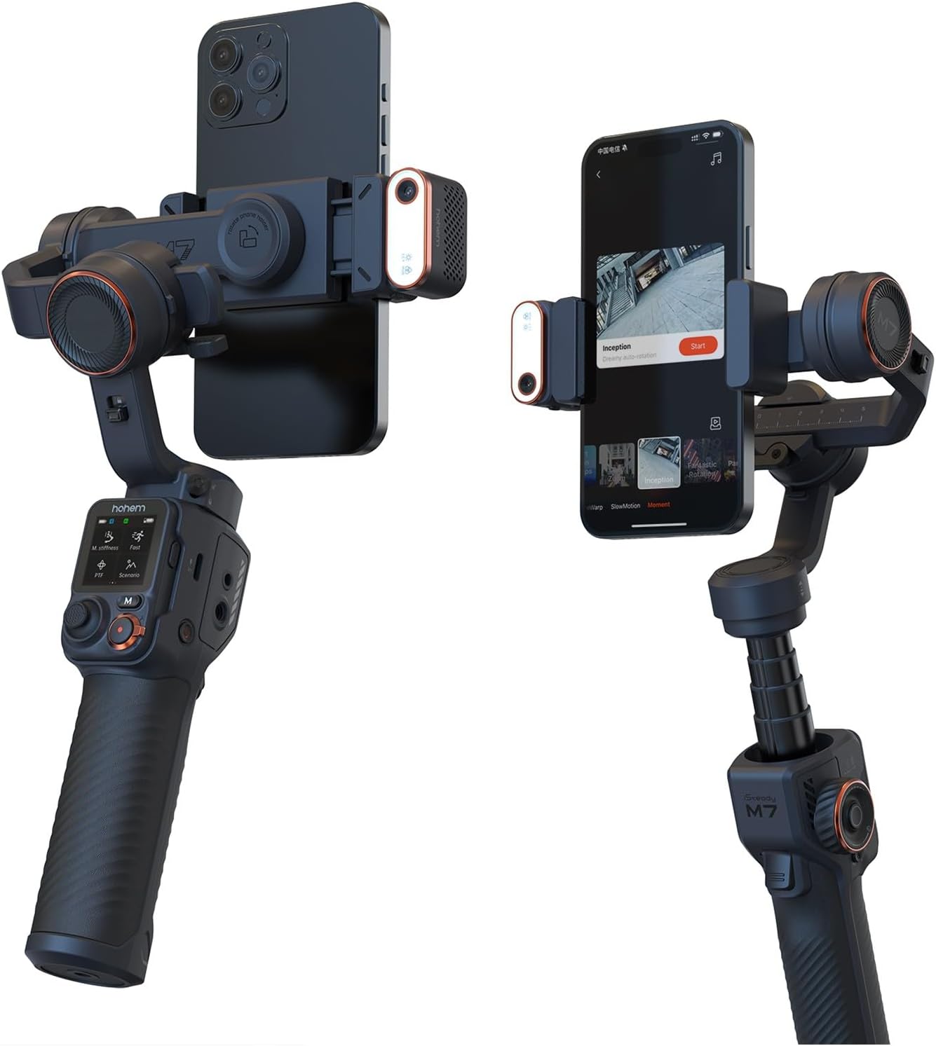 Hohem iSteady M7 Gimbal Stabilizer for iPhone,3-Axis Gimbal for Smartphone w/AI Tracking,Detachable Remote,Extendable Pole,Magnetic Light,Phone Stabilizer for Video Recording - Hohem M6 Kit Upgrade - Image 3