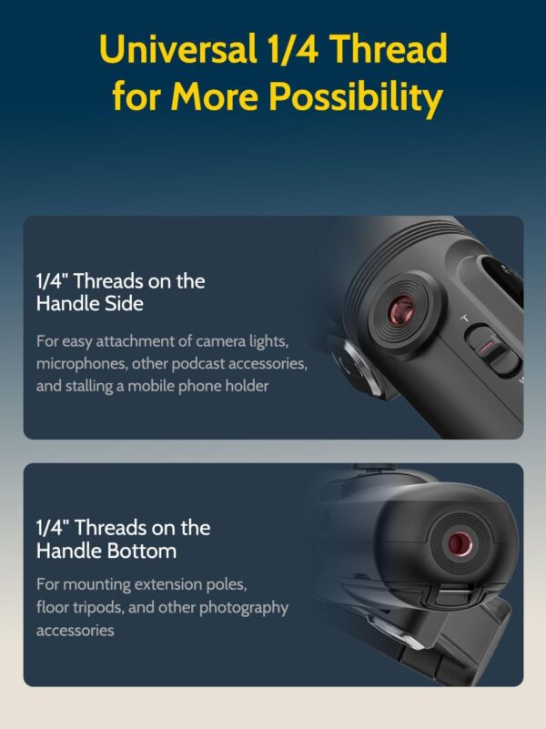 Handheld 3-axis Gimbal Stabilizer for iPhone&Android Smartphone Gimbal Anti-Shake w/ 1/4 Thread,RGB Magnetic Light,AI Tracking Phone Holder for Vlogging for TikTok,YouTube-Smart X Kit Black - Image 6