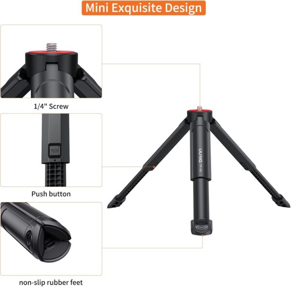 UURIG TP05 Extendable Mini Camera Tripod, Portable Selfie Stick Handle Grip Desktop Webcam Tripod with 1/4" Screw for DSLR Camera Webcam Phone Holder Selfie Stick Vlog Tripod - Image 4