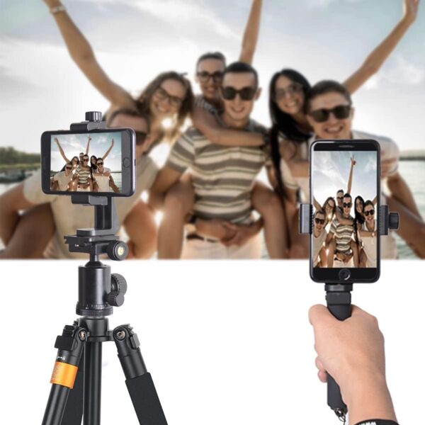 Ergonomic Anti-Falling Cell Phone Vlogging Hand Grip Stabilizer Smartphone Holder Rig Mount Video Kit w/Safety Strap Portable Selfie Stick for iPhone Samsung (Landscape+Portrait)-Mic/Light Adapter - Image 7