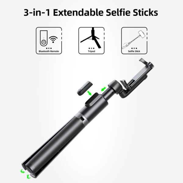 Selfie Stick Tripod for iPhone, Cell Phone Stand for Recording with Wireless Remote, Lightweight Tripod Stand for iPhone 13/12/12 Pro/12 Pro Max/11/11 Pro/X/XR/XS/8/7/6S,Android Samsung Smartphone - Image 2
