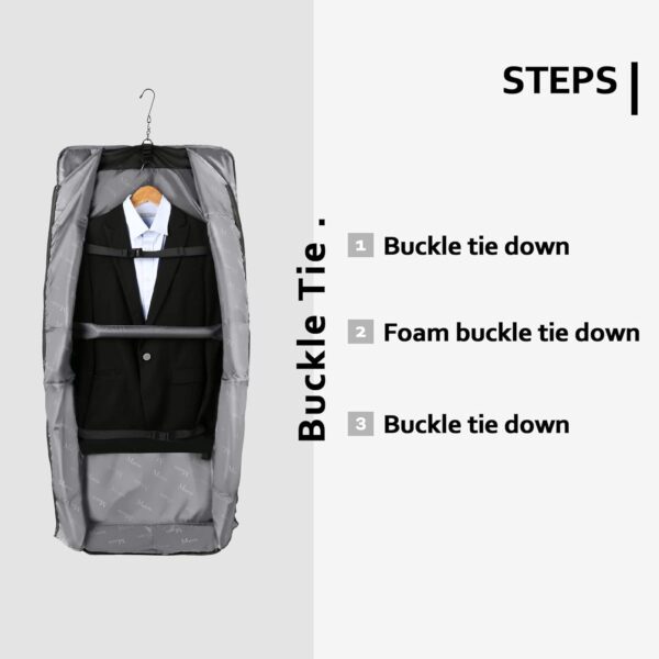 MATEIN Garment Bag for Travel, Large Carry on Garment Bags with Strap for Business, Waterproof Hanging Suit Luggage Bag for Men Women, Wrinkle Free Suitcase Cover for Shirts Dresses Coats, Black - Image 2