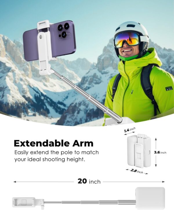 Viozon Foldable Phone Selfie Stick,360° Rotatable Phone Holder with Aluminum Alloy Telescopic Tube,Wireless Connection & One-Click Shooting for Vlog/Live Streaming/Video Recording/Outdoor Photography - Image 3