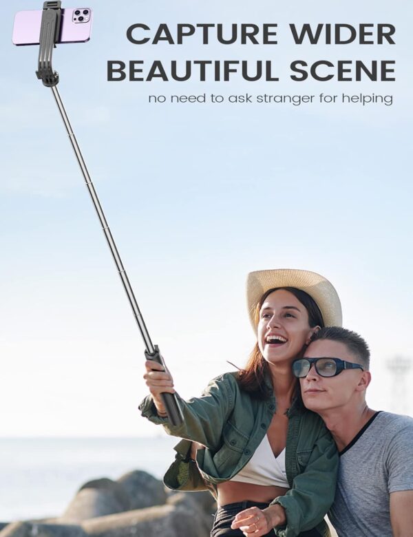Selfie Stick Phone Tripod with Remote, Portable Extendable Selfie Stick for Cell Phone Wireless Tripod Stand for Cell Phone Compatible with iPhone 16 15 14 13 Pro Max Android Phone - Image 6