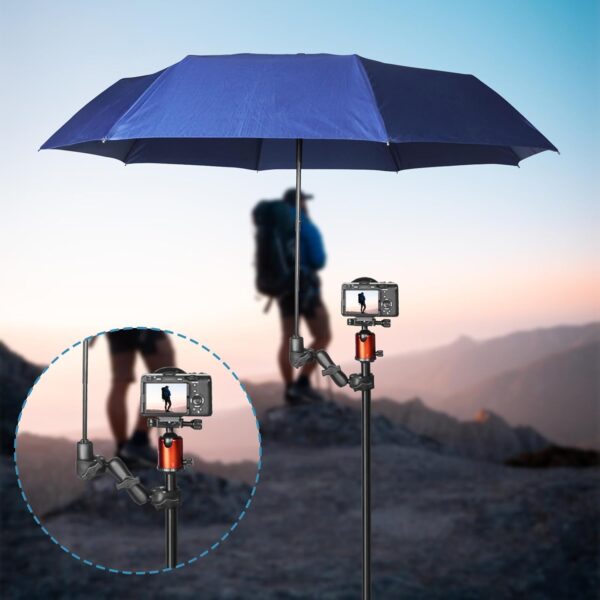 Sequpr Camera Clamp Mount for Gopro, Super Clamp Adapter Double Head Multifunction Holder for Motorcycle, Photography Light Fixture Bracket,Umbrella,Selfie Stick,Reflector - Image 2