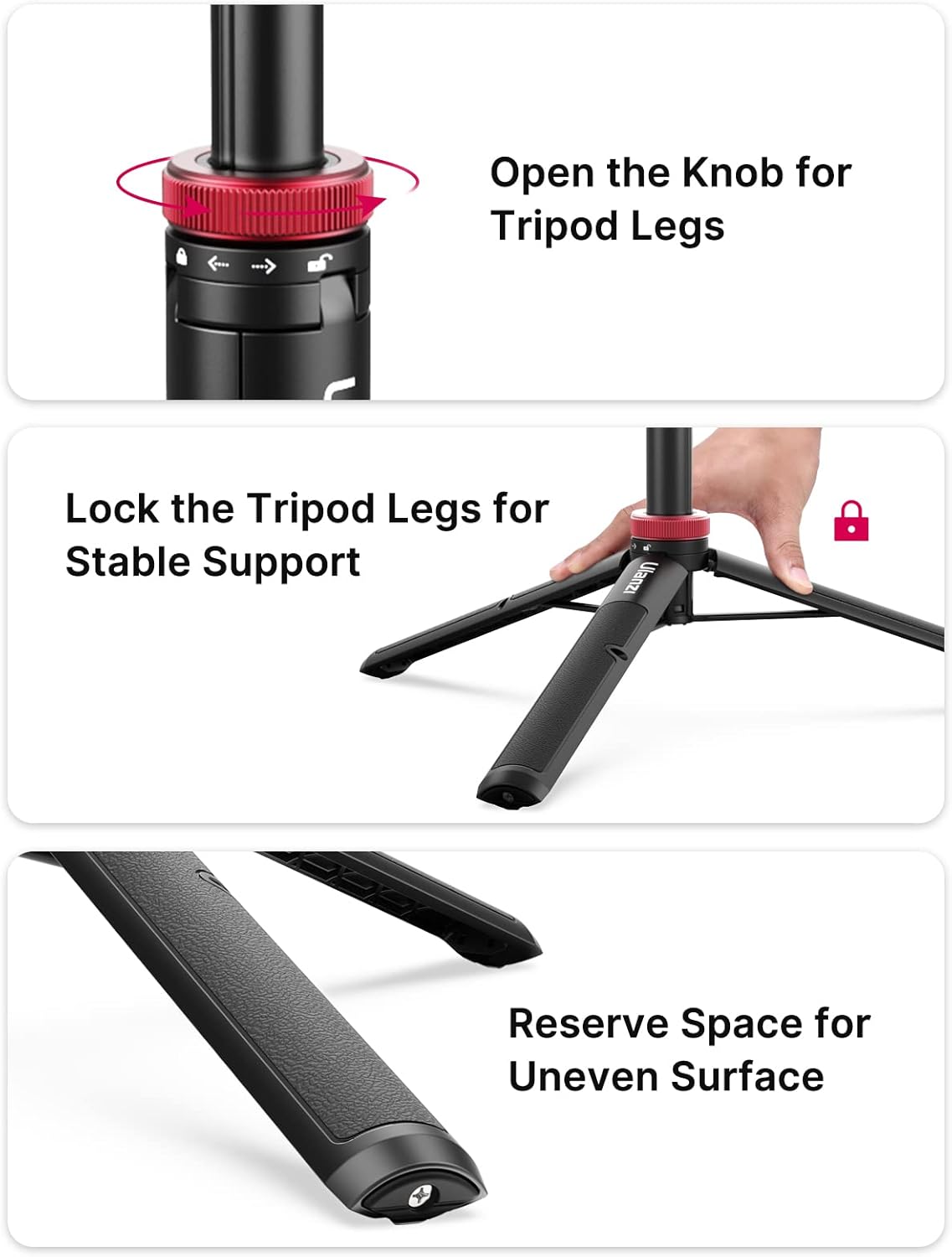 57in Extendable Selfie Tripod Accessories for Action Cameras - ULANZI Go Quick II Long Action Camera Stick Tripod Quick Release Adapter Vlog Handle Grip for Action Cameras - Image 3