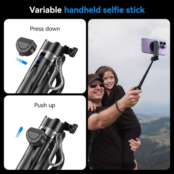 Magnetic Tripod for iPhone with Remote Control,4-in-1 Portable Selfie Stick with Extendable Stand,Phone Travel Tripod for iPhone 16 15 14 13 12 Pro Max Mini - Image 6