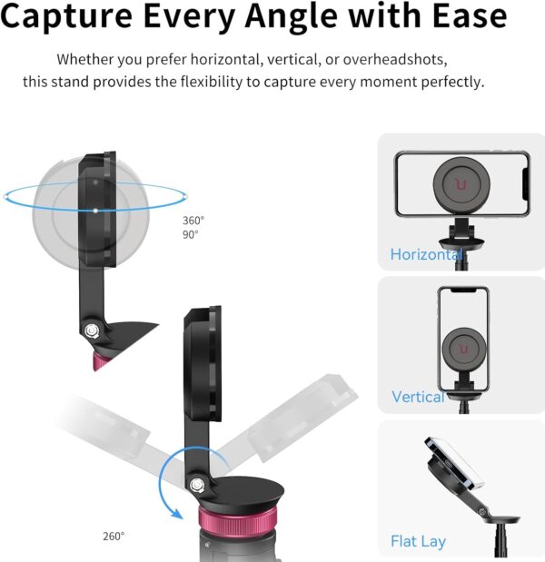 Ulanzi MT-84 Phone Tripod, 61" Magnetic Selfie Stick With Remote for iPhone 15/14/13/12 Series, Extendable Cell Phone Stand, Portable iPhone Holder for Selfie/Photo/Live/Vlog - Image 4