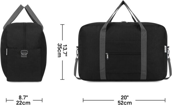 For United Airlines Foldable Carry on Bag 22x14x9 Travel Duffel Bag Packable luggage Duffle for Women and Men 40L (Black (With Shoulder Strap)) - Image 4