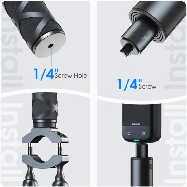 Andoer 45in Invisible Selfie Stick, Compatible with Insta360 X4/X3/GO 3S, Insta360 ONE X2/ONE RS, 1/4" Extended Monopod Pole for GoPro Hero DJI Action and More - Image 6