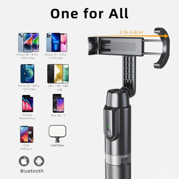 Selfie Stick Tripod for iPhone, Cell Phone Stand for Recording with Wireless Remote, Lightweight Tripod Stand for iPhone 13/12/12 Pro/12 Pro Max/11/11 Pro/X/XR/XS/8/7/6S,Android Samsung Smartphone - Image 7