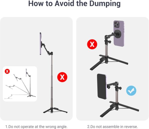 Magnetic Selfie Stick Tripod with Remote, Magnetic Stand for iPhone 16 15 14 13 12 Pro Max Mini, Phone Tripod for Magsafe & Android & Compact Camera & GoPro - Image 7