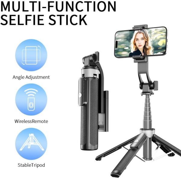 Selfie Stick for Phone Quadpod, 53" Phone Stand, Cell Phone Tripod with Wireless Remote, iPhone Quadpod Stand,Selfie Stick Tripod for iPhone Compatible with All Cell Phones,Camera - Image 2