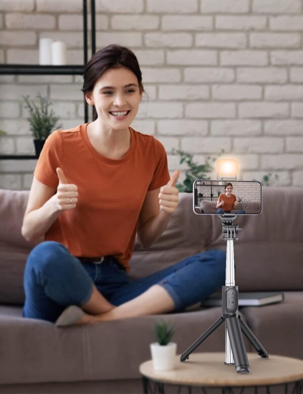 Selfie Stick with Fill Light, 40'' in Length Extendable Phone Tripod Stand with Remote Shutter Compatible with Gopro, iPhone/Samsung/Sony/Google - Image 8