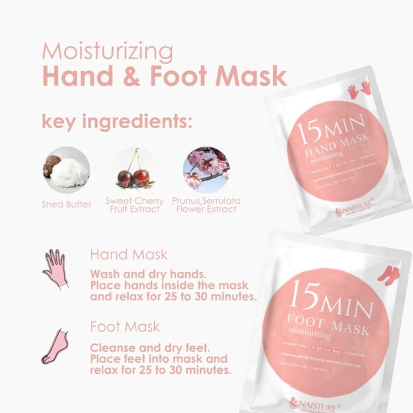 Spa Kit for Women-Korean Skincare Set Includes home spa essentials like a hair mask, hand and foot masks, eye mask, facial masks. Pamper yourself with 15 MIN PAMPER ME KIT by [NAISTURE] - Image 4