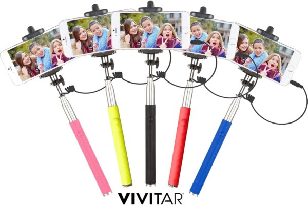 Vivitar 42" Selfie Stick with Built-in Shutter Release and Folding Clamp, Black - Image 4