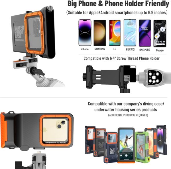 Bluetooth Selfie Stick for iPhone 16 Pro Max/16 Pro Samsung Galaxy S25 Ultra, Extendable & Portable Diving Surfing Swimming Waterproof Phone Selfie Stick, Underwater Photo/Video Recording with Lanyard - Image 2