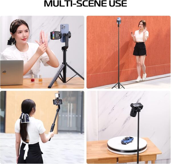 ULANZI SK-03 Selfie Stick Tripod, 64" Professional Stable Phone Stand for Smartphone/Action Camera, 3 in 1 Extendable With Detachable Remote for Travel Selfies Video Recording Vlog - Image 9