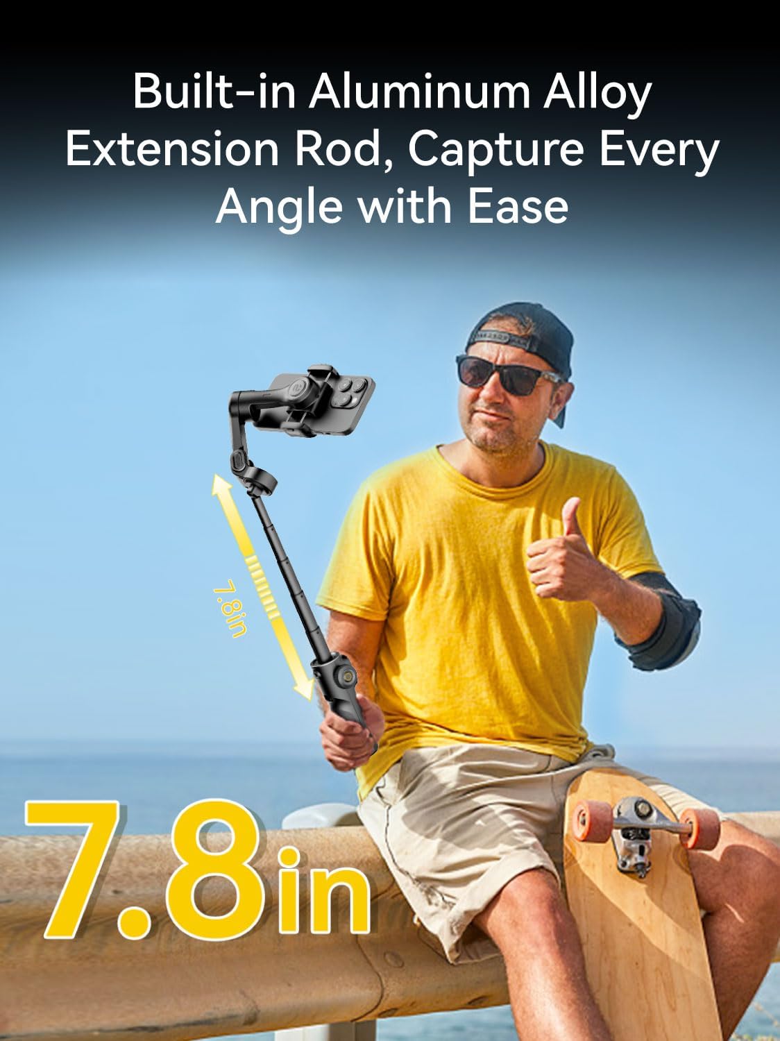 Gimbal Stabilizer for iPhone, 3-Axis iPhone Gimbal Built in 7.8' Extension Rod, Portable Gimbal Stabilizer w/OLED Display for iPhone/Android, Perfect for TikTok YouTube Vlogging-Smart X2 Black - Image 7