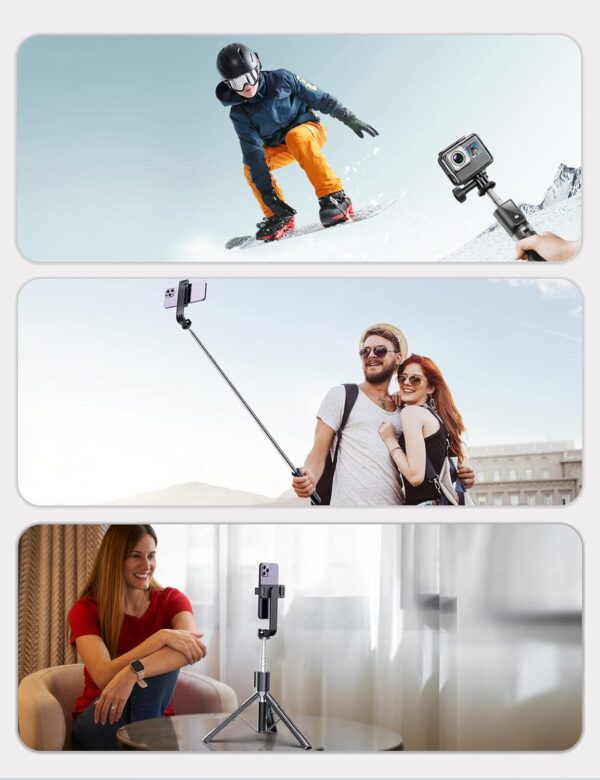 Selfie Stick Phone Tripod with Remote, Portable Extendable Selfie Stick for Cell Phone Wireless Tripod Stand for Cell Phone Compatible with iPhone 16 15 14 13 Pro Max Android Phone - Image 9