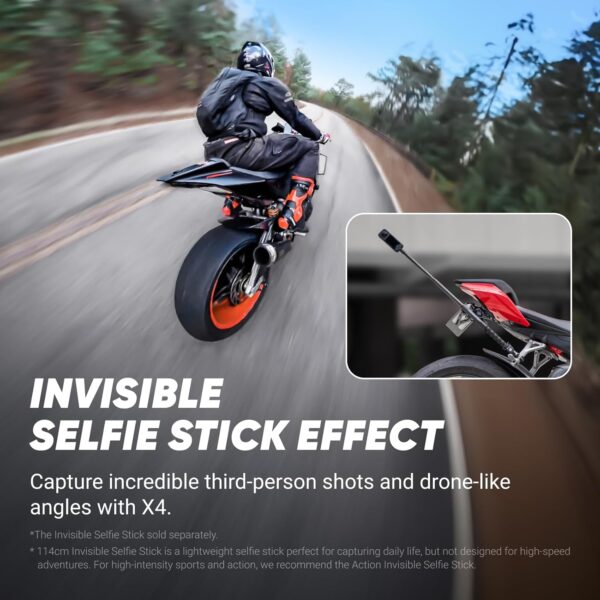 Insta360 X4 Get-Set Bundle - 8K Waterproof 360 Action Camera, 4K Wide-Angle Video, Invisible Selfie Stick, Removable Lens Guards, 135 Min Battery Life, AI Editing, Stabilization - Image 4