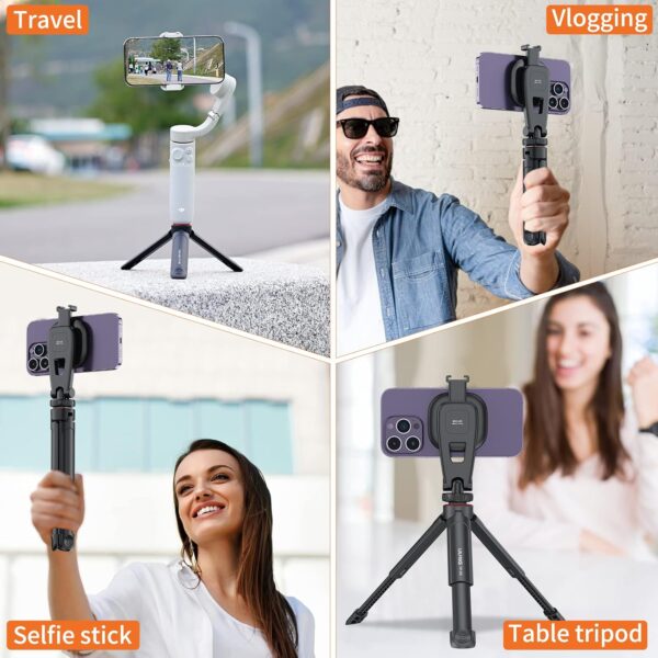 UURIG TP05 Extendable Mini Camera Tripod, Portable Selfie Stick Handle Grip Desktop Webcam Tripod with 1/4" Screw for DSLR Camera Webcam Phone Holder Selfie Stick Vlog Tripod - Image 6