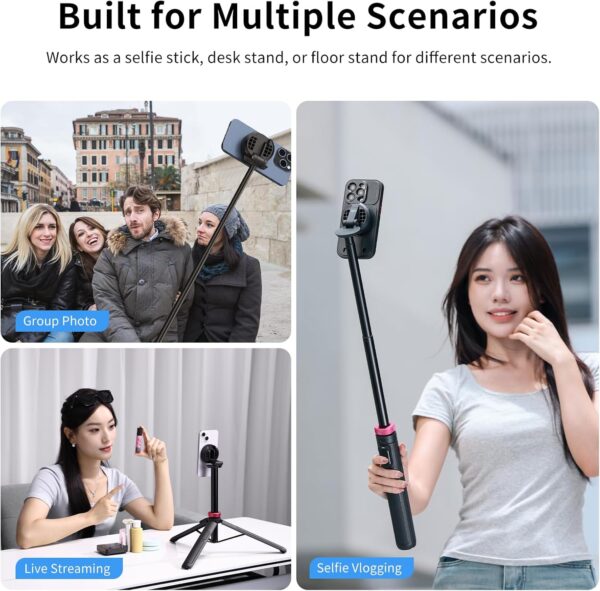Ulanzi MT-84 Phone Tripod, 61" Magnetic Selfie Stick With Remote for iPhone 15/14/13/12 Series, Extendable Cell Phone Stand, Portable iPhone Holder for Selfie/Photo/Live/Vlog - Image 3
