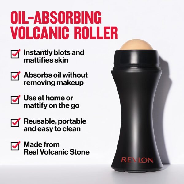 Revlon Face Roller, Oily Skin Control for Makeup, Oil Absorbing, Volcanic Reusable Facial Skincare Tool for At-Home or On-the-Go Mini Massage, 1 Count - Image 2