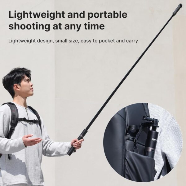 59in Invisible Selfie Stick Tripod for Insta360 X4/GO 3/X3/ONE RS/ONE X2/ONE X/GO 2/ONE R/ONE - ULANZI TT52 Extension Pole Selfie Stick Handle Grip Adjustable Waterproof for GoPro DJI and More - Image 4