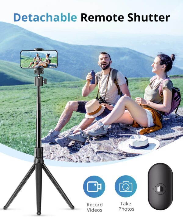 UBeesize Extendable Phone Tripod, Flexible Tripods with Remote, 3 in 1 Selfie Stick with Gopro Mount, iPhone Stand for Recording, Volgging, Live Streaming Fit for Cell Phones, Canon Sony Cameras - Image 6