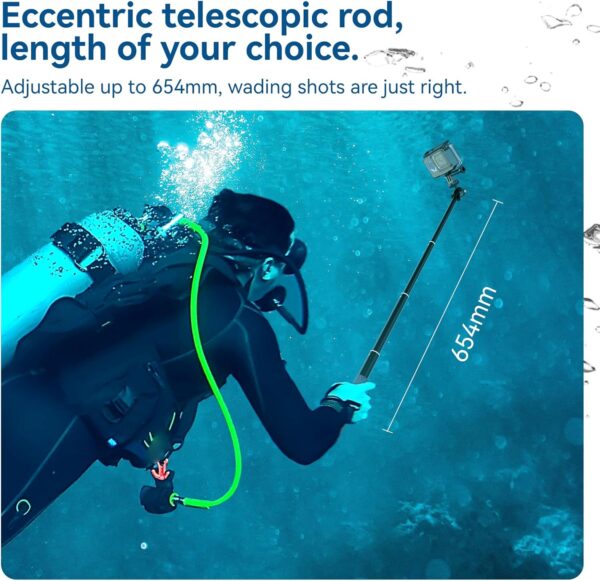 TELESIN 360° Waterproof Selfie Stick 25.75" w Hand Strap Underwater Dive Diving Extension Stick Pole Monopod for GoPro Max 12 11 10 9 8 7 Insta360 X3 GO3 Ace Pro DJI Action 5 Pro 4/3 Osmo Pocket 3 - Image 4