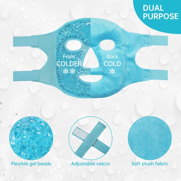 ZNÖCUETÖD Cold Face Eye Mask Ice Pack Reduce Face Puff, Dark Circles, Gel Beads Hot Heat Cold Compress Pack, Face SPA for Woman Sleeping, Pressure, Headaches, Skin Care, Post Laser Care[Blue] - Image 4