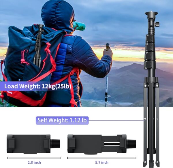 Fugetek 62" Selfie Stick Tripod for iPhone, Stable 4 Leg Design, Bluetooth Remote, Aluminum Stick & Legs, Lightweight, Portable All in One, Compatible with iPhone & Android, Non Skid Feet - Image 7