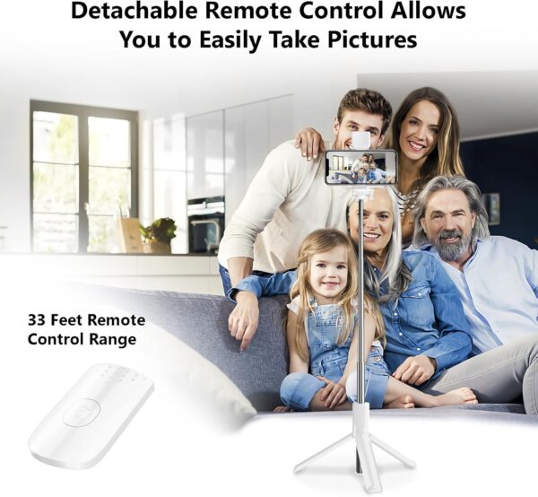 Selfie Stick Tripod, 40 in Retractable Tripod for iPhone with Wireless Remote Control & Light, Portable Phone Tripod for Photograph, Live Streaming, Video Recording, Compatible with All Cellphones - Image 4