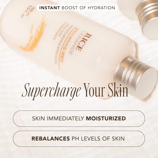 The Face Shop Rice Ceramide Moisturizing Emulsion - Rice Extract - Lightweight Face Moisturizer - Brightening - Hydrating Targets Dryness - Strengthens Skin Barrier - Face Lotion - Korean Skin Care - Image 4