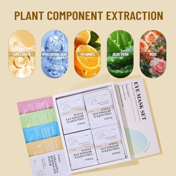 Under Eye Patches for Dark Circles,Eye Mask for Puffy Eyes With Collagen,Retinol,Vitmin C,Hyaluronic Acid and Niacinamide Face Masks Skincare Spa Gifts for Woman 20Pairs - Image 3