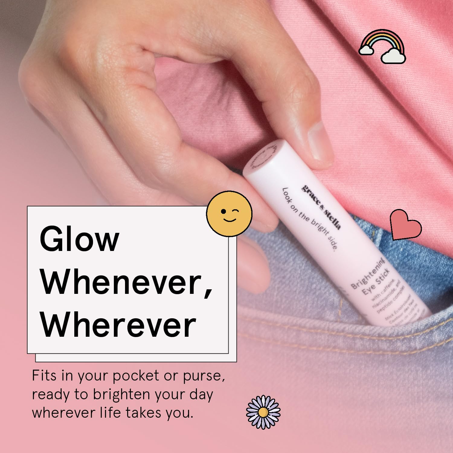 grace & stella Under Eye Brightener Balm Stick - Caffeine Eye Cream for Dark Circles, Puffiness, Wrinkles - Moisturizer Stick with Niacinamide, Hyaluronic Acid, Peptides - Vegan Skincare (0.13oz/3.5g) - Image 5