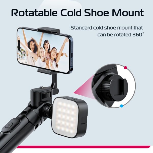 ULANZI MT-70 Extendable Phone Tripod, 63"" Selfie Stick Phone Vlog Tripod Stand with 2 Phone Clip, 360° Rotate Dual Camera Tripod for iPhone Sony Canon GoPro, Lightweight for Travel, Black - Image 6