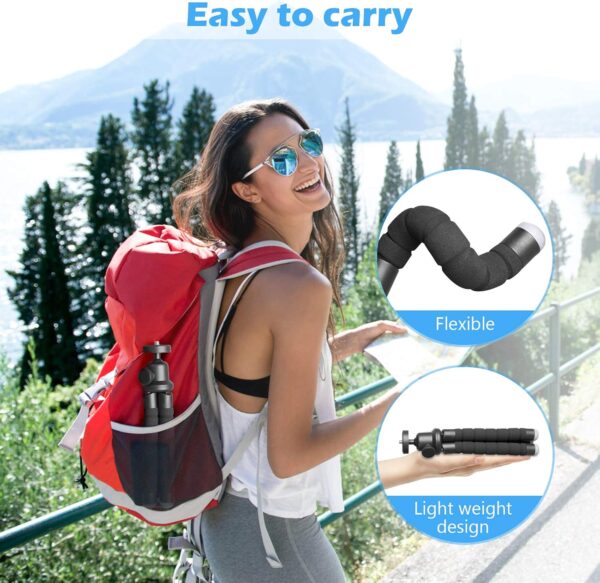 Ubeesize Phone Tripod, Portable and Flexible Tripods with Wireless Remote and Clip, Cell Phone Tripode Stand for Video Recording - Image 6