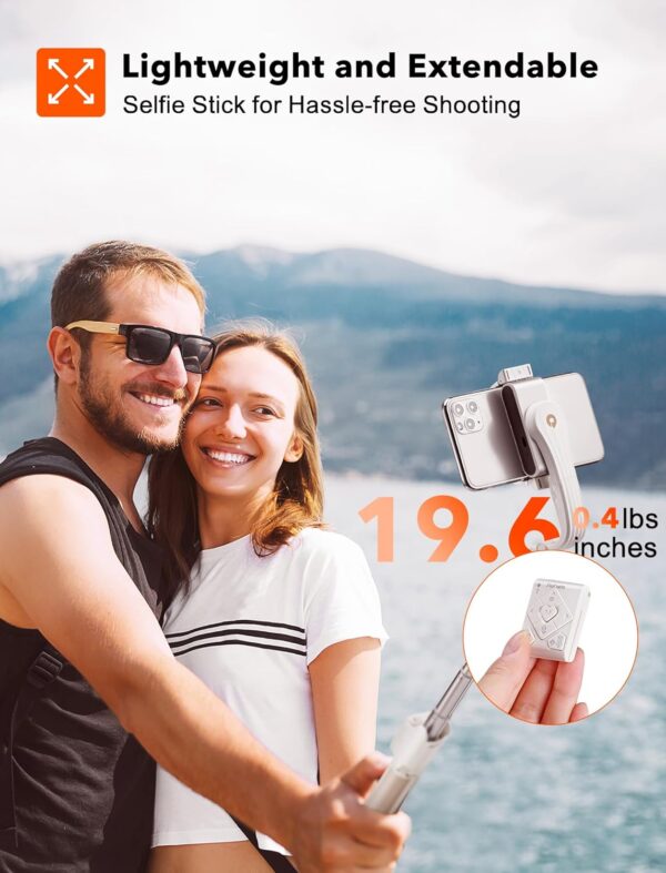 Selfie Stick Gimbal Stabilizer, 1 Axis Face Tracking & 360° Rotation Tripod with Wireless Remote, 4 in 1 Portable Tripod w/Extendable Stick for iPhone 14/Android Video Recording hohem iSteady Q - Image 6