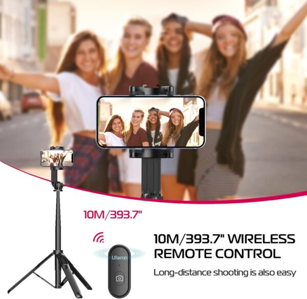 ULANZI SK-03 Selfie Stick Tripod, 64" Professional Stable Phone Stand for Smartphone/Action Camera, 3 in 1 Extendable With Detachable Remote for Travel Selfies Video Recording Vlog - Image 5