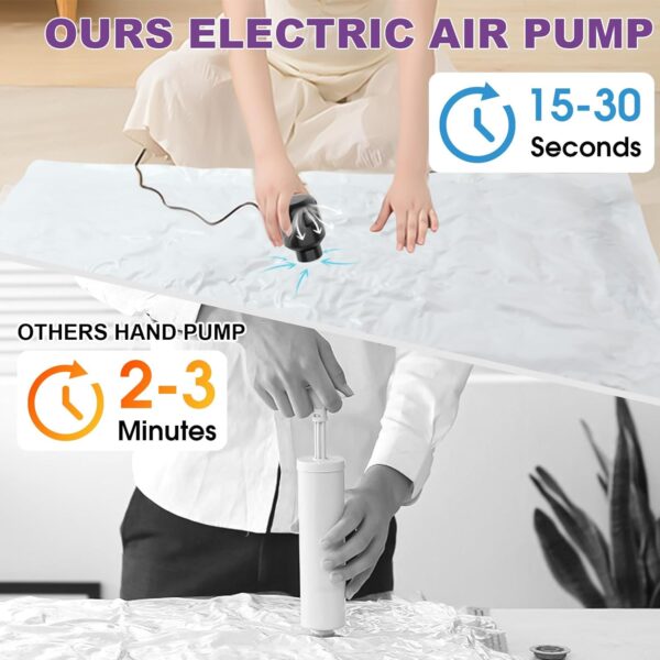GGH vacuum seal bags for clothing with Electric Pump & New Air Valve, 10 Pack Space Saver Bags (5 Jumbo/5 Large) for Clothes, Comforters, Blankets - Press & Pump Compression Bags for Travel Essentials - Image 6
