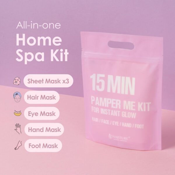 Spa Kit for Women-Korean Skincare Set Includes home spa essentials like a hair mask, hand and foot masks, eye mask, facial masks. Pamper yourself with 15 MIN PAMPER ME KIT by [NAISTURE] - Image 8