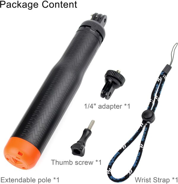 Floating Selfie Stick for GoPro Hero 13 12 11 10 9 8 7 6 5 4 3 Mini Max Fusion Session, SJCAM, AKASO Action Camera, 4 in 1 Underwater Waterproof Pole Monopod Hand Grip Tripod Stand - Image 8