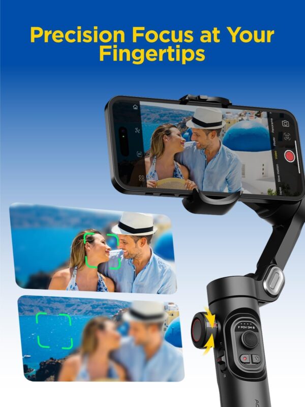 Gimbal Stabilizer for Smartphone, iPhone Gimbal w/Focus Wheel Face/Object Tracking for iPhone 16 15 Pro Max/Android Foldable 3-Axis Handheld Phone Stabilizer for Video Recording -Smart XE - Image 6