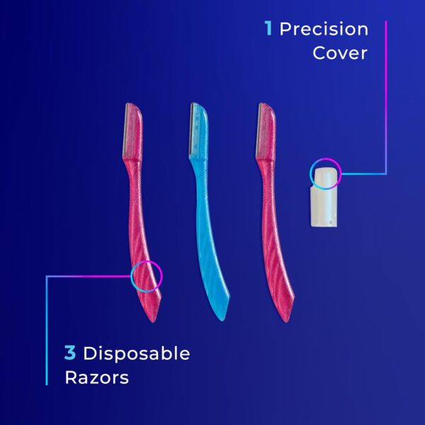 Schick Hydro Silk Touch-Up Dermaplaning Tool with Precision Cover, 3ct | Dermaplane Razor, Face Razors for Women, Eyebrow Razor, Facial Razor, Dermaplaning Razor, Womens Face Razor Peach Fuzz Remover - Image 9