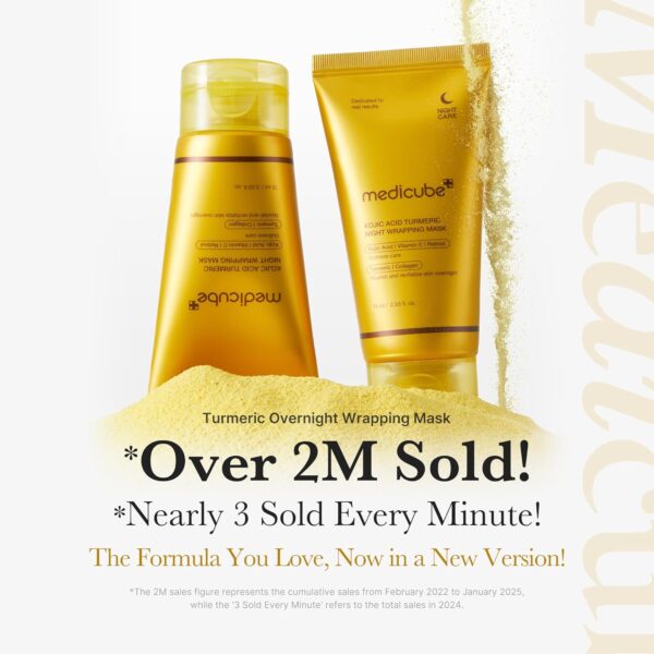 medicube Kojic Acid Turmeric Overnight Wrapping Peel Off Mask - Nourishes dull, uneven skin with hydrolyzed collagen for glowing skin and skin firmnes. Korean skincare, 2.53 fl. oz. - Image 2