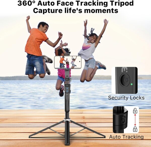 M MYBAT PRO 72" Auto Face Tracking Tripod,All in 1 Tall Travel Tripod Stand w 1/4" Screw,Phone Holder w Remote,Selfie Stick w Light for Photo Vlog, 360° Rotation Camera Tripod for iPhone Android - Image 5