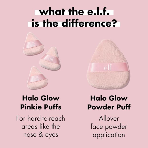 e.l.f. Halo Glow Pinkie Puffs, Finger-sized, Mini Puff For Applying Loose & Pressed Powders, Soft, Reusable & Washable, Vegan & Cruelty-Free, Set of 3 - Image 5