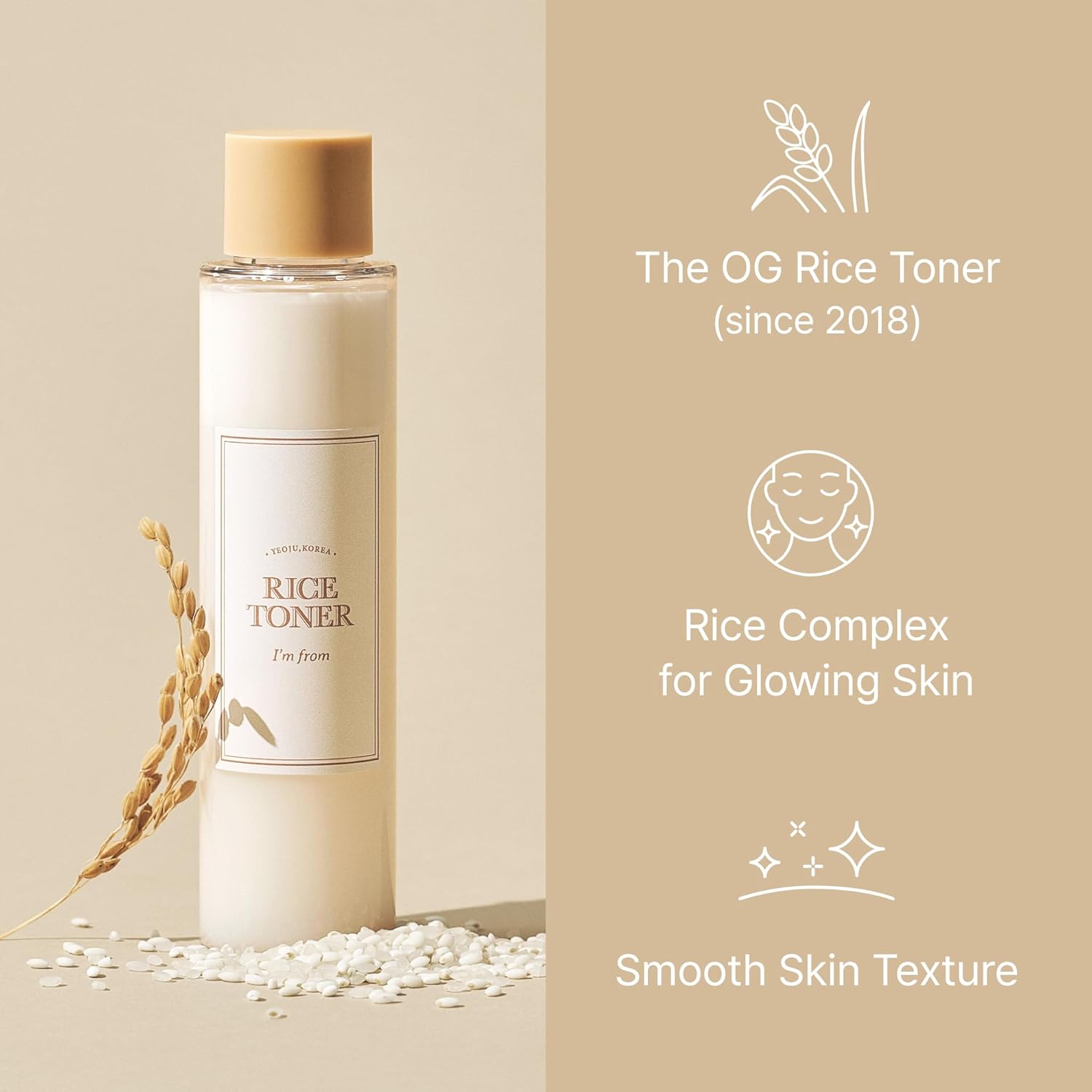I'm from Rice Toner, Milky Toner for Glowing Skin, Korean Rice, Glow Essence with Niacinamide, Hydrating for Dry, Dull, Combination Skin, Vegan, Fragrance Free, Glass Skin 5.07 Fl Oz - Image 3